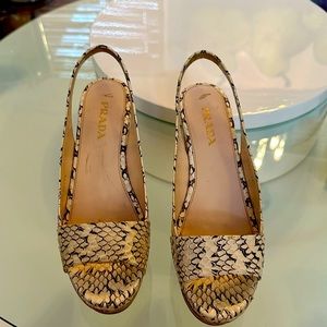 Prada! Gorgeous snakeskin leather wedge shoes! New in perfect shape! Size 7